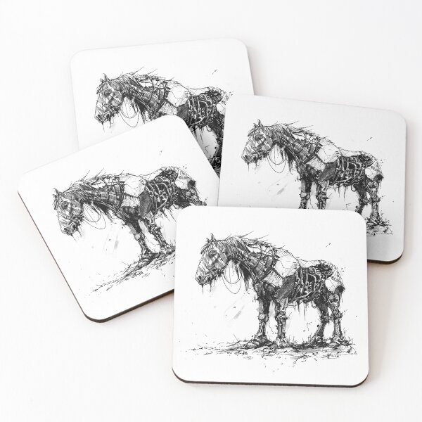 Item preview, Post-Apocalyptic Cyber Horse – Biomechanical Dystopian Sketch Art designed and sold by inkoutninja.