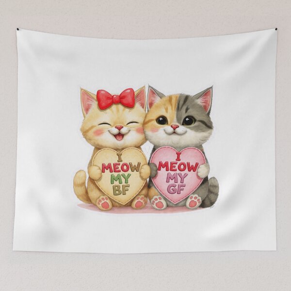 Item preview, Romantic Valentine Cats Cute Couple Heart Artwork designed and sold by PluffyPanda.