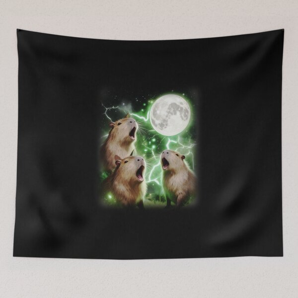 Item preview, Three Capybaras Moon Scene | Calm Chill Animal Illustration designed and sold by bngfx.