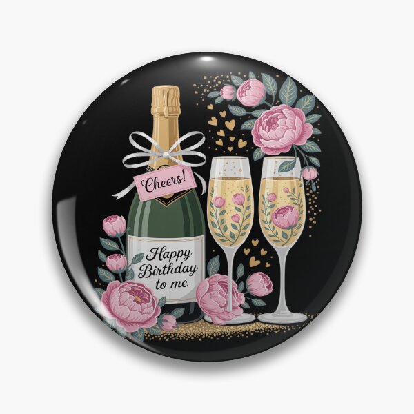 Item preview, Happy Birthday Champagne Flutes With Floral Flower designed and sold by Libbysharts.