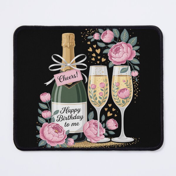 Item preview, Happy Birthday Champagne Flutes With Floral Flower designed and sold by Libbysharts.