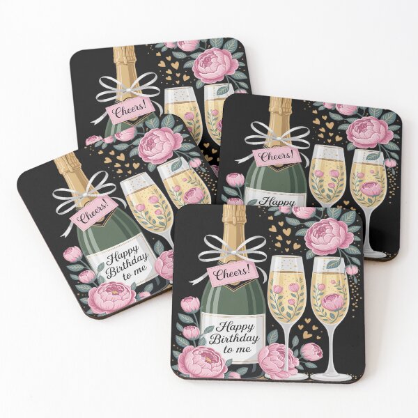 Item preview, Happy Birthday Champagne Flutes With Floral Flower designed and sold by Libbysharts.