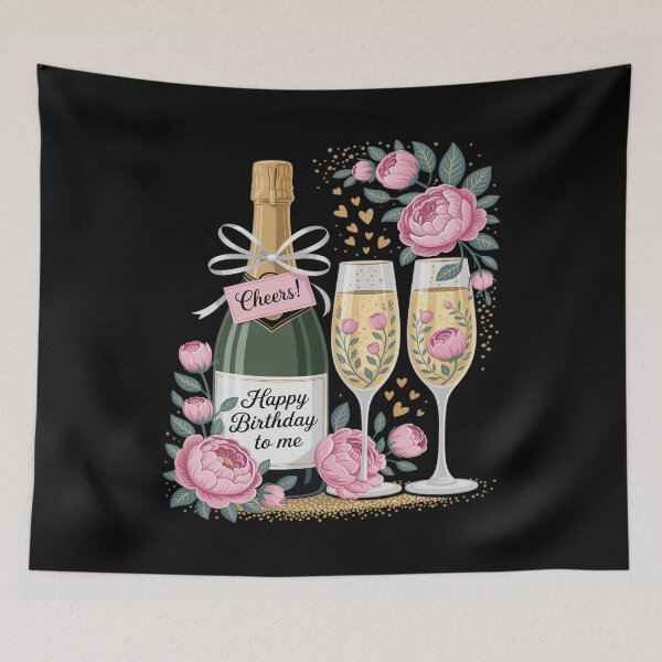 Item preview, Happy Birthday Champagne Flutes With Floral Flower designed and sold by Libbysharts.