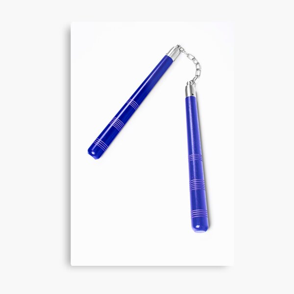 blue nunchaku on white background Metal Print
