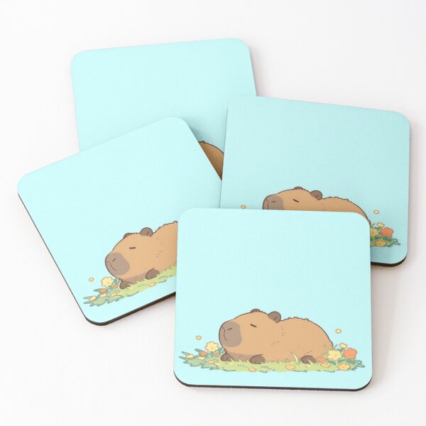 Item preview, Sleeping Kawaii Capybara in Flower Meadow Spring designed and sold by AshiraCreations.