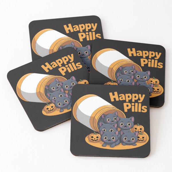 Item preview, Happy Pills Black Cats and pumpkins halloween spooky designed and sold by lamsaoniutoi.