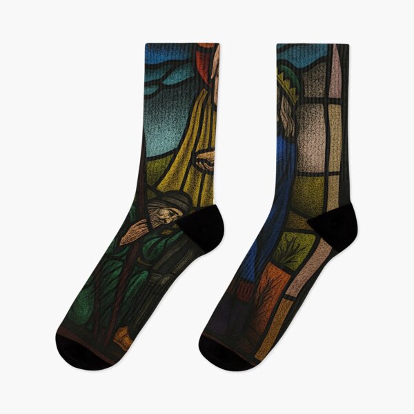 Item preview, Divine Blessing – Melchizedek and the Traveler in Stained Glass designed and sold by LuxuryApparels.