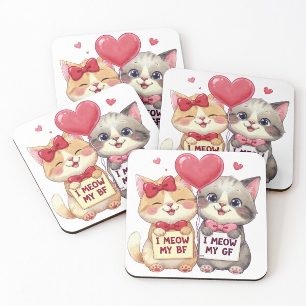 Item preview, Valentine Cat Artwork Cute Couple Heart Illustration designed and sold by PluffyPanda.