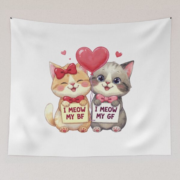 Item preview, Valentine Cat Artwork Cute Couple Heart Illustration designed and sold by PluffyPanda.