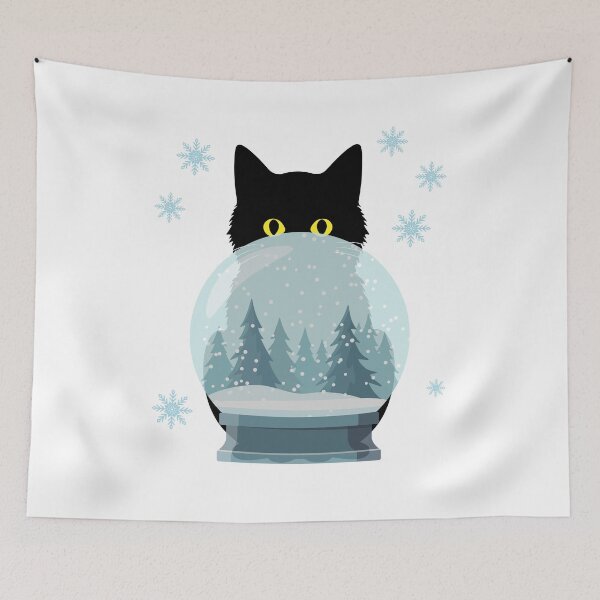 Item preview, Winter Black Cat Snow Globe Design designed and sold by TeesOnRosebud.