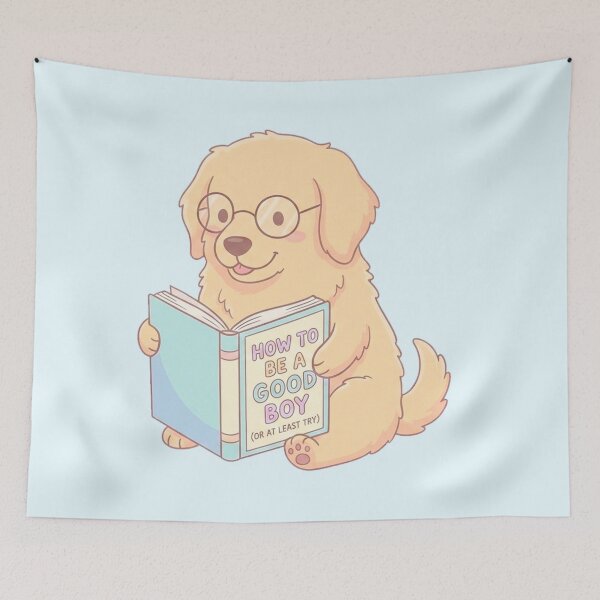 Item preview, Cute Bookworm Dog Reading "How to Be a Good Boy" – Wholesome Dog Illustration designed and sold by DogLord.