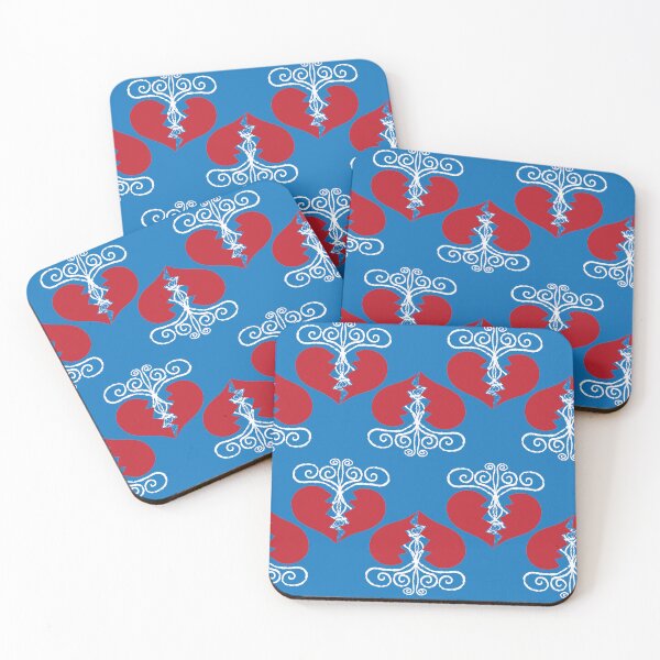 Item preview, Red & White Broken Hearts on Blue designed and sold by Digitalmyth's Designs.