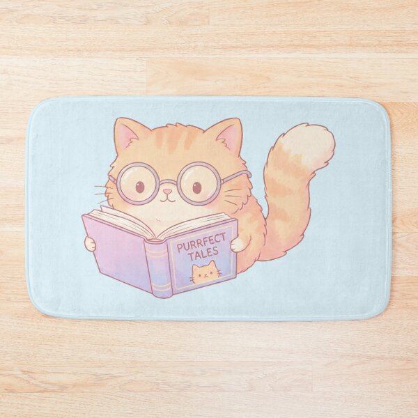 Item preview, Cute Reading Cat – Pastel Cartoon Illustration designed and sold by DogLord.