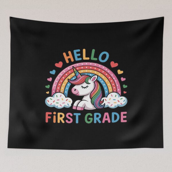 Item preview, Hello First Grade Rainbow Cute Unicorn Teacher designed and sold by Tatianamiobi.