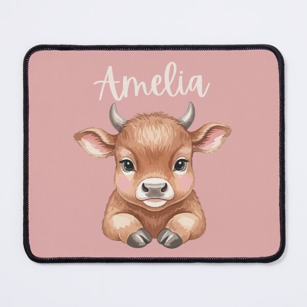Item preview, Amelia Personalized Cute Cow Cartoon Pretty Pink designed and sold by ZoesPlace.