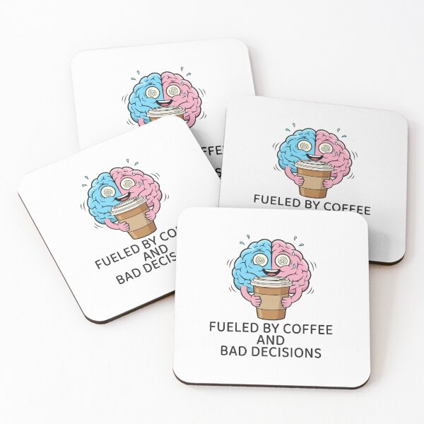 Item preview, Fueled by Coffee and Bad Decisions – Funny ADHD Cartoon Brain designed and sold by CatgoDigital.