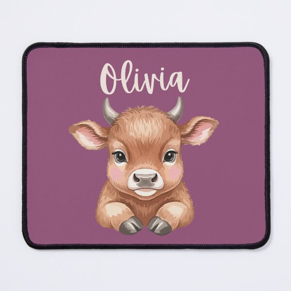 Item preview, Olivia Personalized Cute Cow Cartoon Bold Purple designed and sold by ZoesPlace.