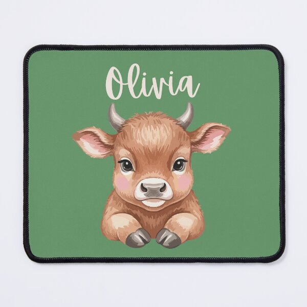 Item preview, Olivia Personalized Cute Cow Cartoon Bold Green designed and sold by ZoesPlace.