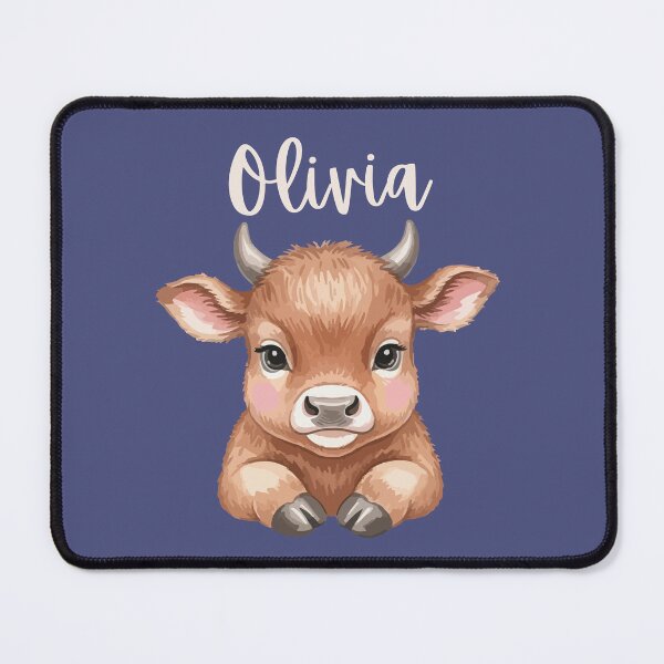 Item preview, Olivia Personalized Cute Cow Cartoon Bold Blue designed and sold by ZoesPlace.