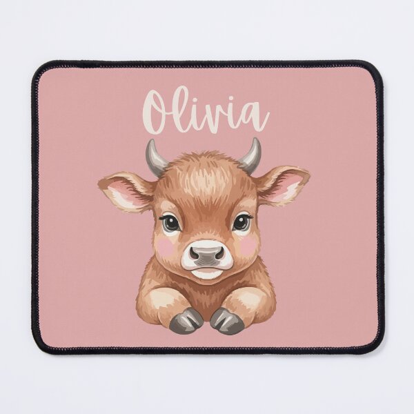 Item preview, Olivia Personalized Cute Cow Cartoon Pretty Pink designed and sold by ZoesPlace.