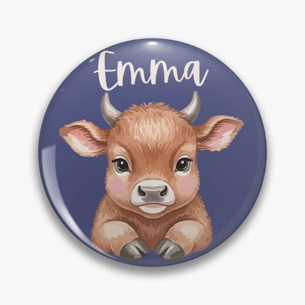 Item preview, Emma Personalized Cute Cow Cartoon Bold Blue designed and sold by ZoesPlace.