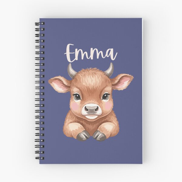 Item preview, Emma Personalized Cute Cow Cartoon Bold Blue designed and sold by ZoesPlace.