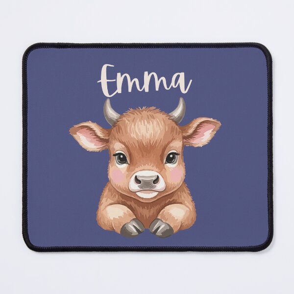 Item preview, Emma Personalized Cute Cow Cartoon Bold Blue designed and sold by ZoesPlace.