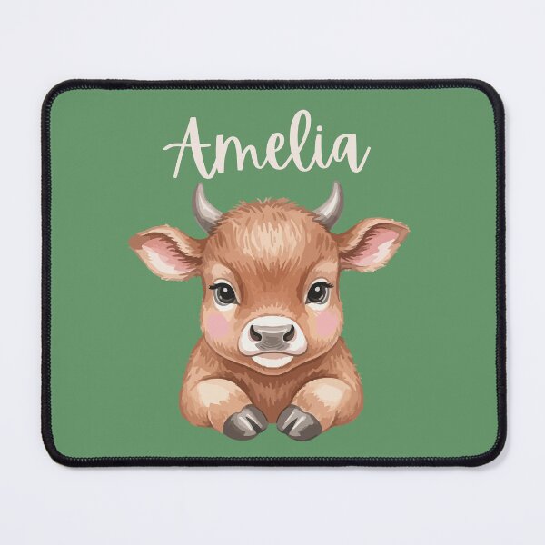 Item preview, Amelia Personalized Cute Cow Cartoon Bold Green designed and sold by ZoesPlace.
