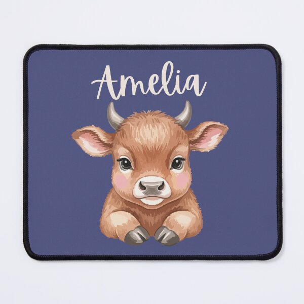 Item preview, Amelia Personalized Cute Cow Cartoon Bold Blue designed and sold by ZoesPlace.