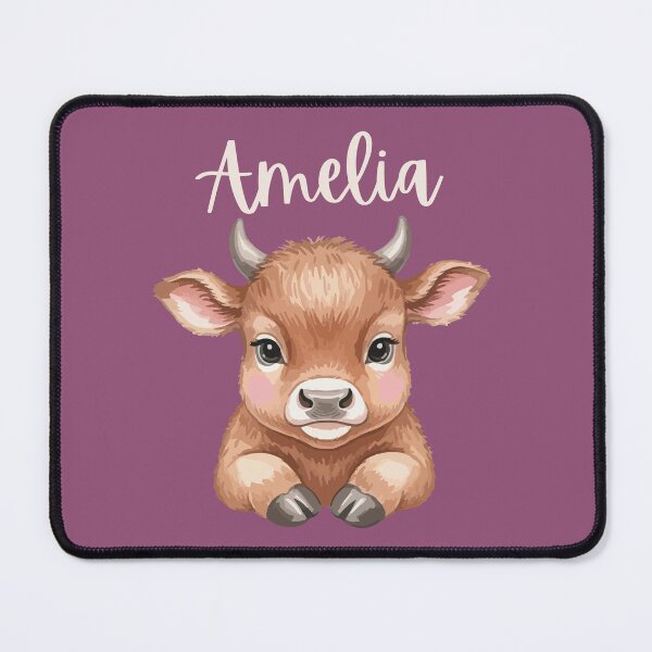 Item preview, Amelia Personalized Cute Cow Cartoon Bold Purple designed and sold by ZoesPlace.