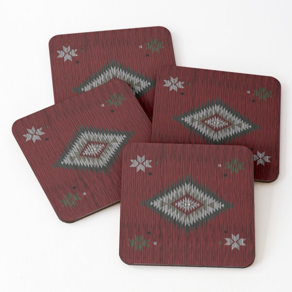 Item preview, Western style carpet and area rug design in rich red tones, inspired by cowboy culture and Southwestern aesthetics. designed and sold by Line-Aura.