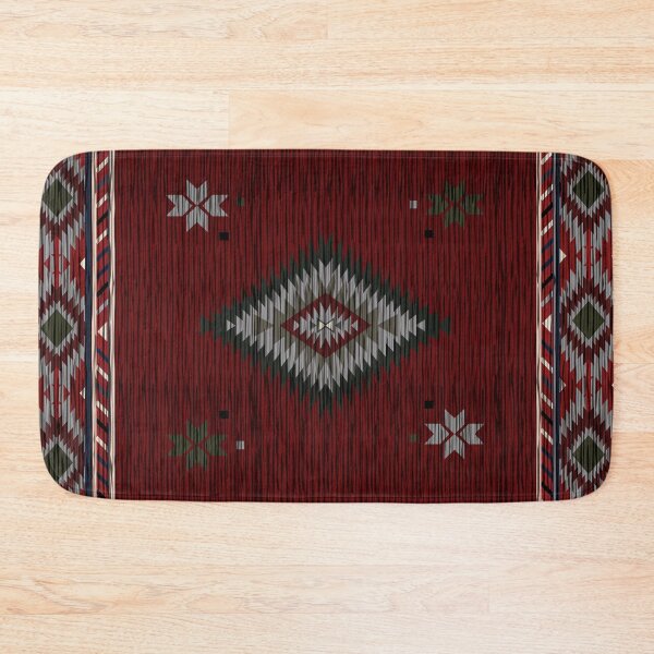 Item preview, Western style carpet and area rug design in rich red tones, inspired by cowboy culture and Southwestern aesthetics. designed and sold by Line-Aura.