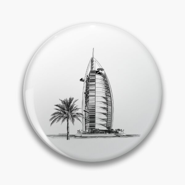 Item preview, Burj Al Arab – Iconic Dubai Architecture Illustration in Black and White designed and sold by inkoutninja.