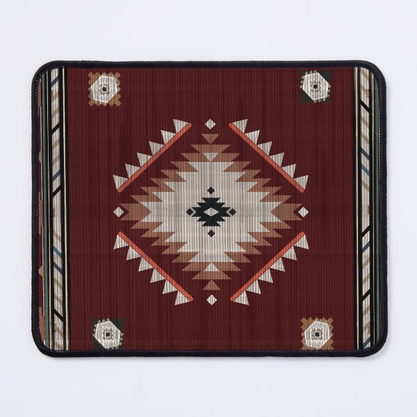 Item preview, Western style carpet and area rug design in rich red tones, inspired by cowboy culture and Southwestern aesthetics designed and sold by Line-Aura.