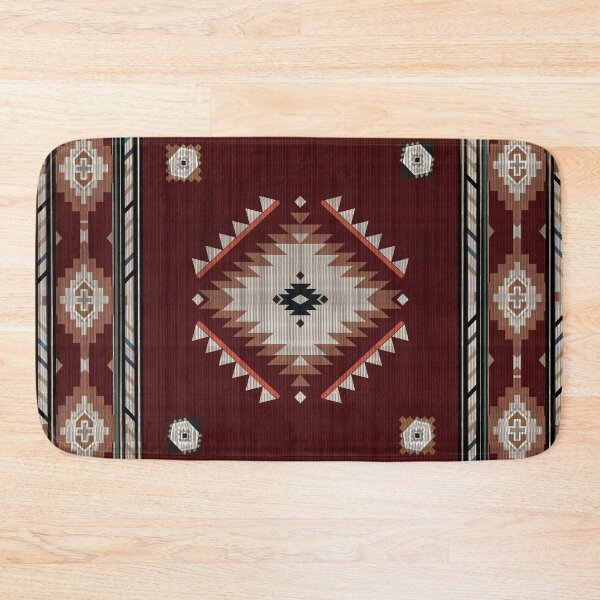 Item preview, Western style carpet and area rug design in rich red tones, inspired by cowboy culture and Southwestern aesthetics designed and sold by Line-Aura.