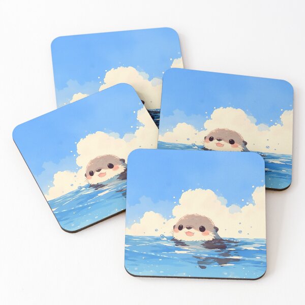 Item preview, Happy Kawaii Otter Swimming in Deep Blue Ocean Water designed and sold by AshiraCreations.