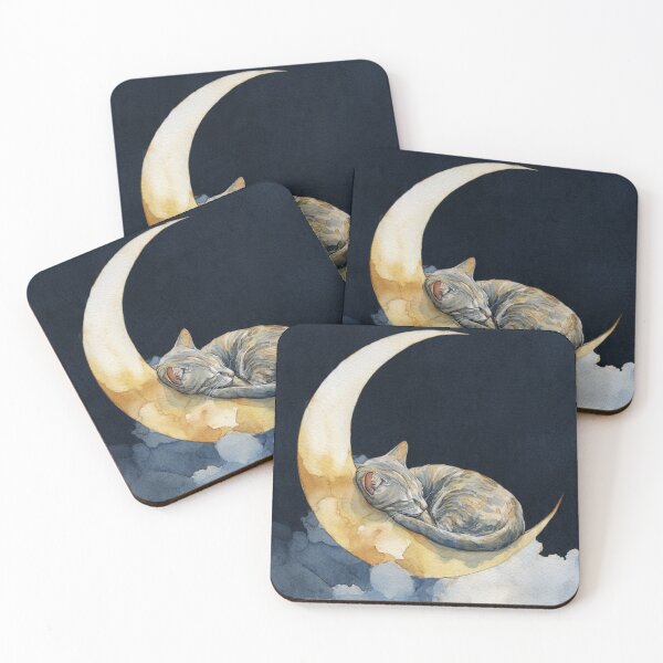 Item preview, Cat asleep on a magic moon designed and sold by miamoonedits.