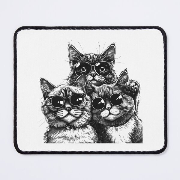 Item preview, Cool Cats in Sunglasses – Funny Black and White Cat Illustration designed and sold by inkoutninja.