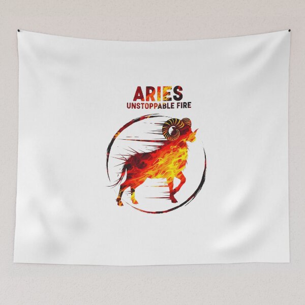 Item preview, Aries Zodiac – Unstoppable Fire Sticker Sumi-e Ukiyo-e Watersplash ink Art designed and sold by blacksealstudio.