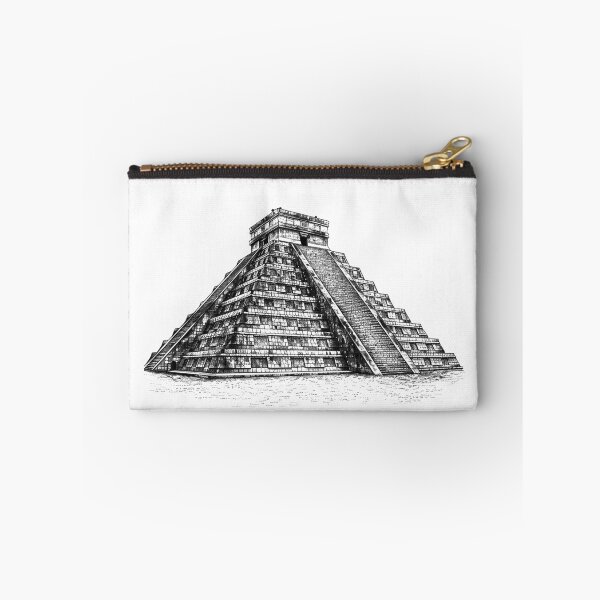 Item preview, Chichen Itza Pyramid – Detailed Black and White Mayan Architecture Illustration designed and sold by inkoutninja.