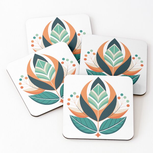 Item preview, Leaf Nordic  Geometric Folk Art Leaf Design designed and sold by Jirada.