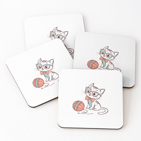 Item preview, Mid Century Modern Retro Cat with Glasses and Yarn - Cute 50s Cartoon designed and sold by lunahlee.