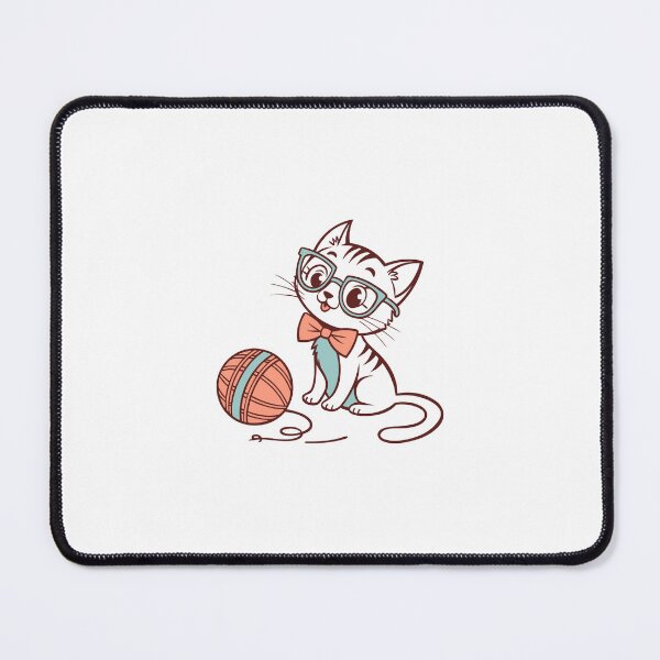 Item preview, Mid Century Modern Retro Cat with Glasses and Yarn - Cute 50s Cartoon designed and sold by lunahlee.