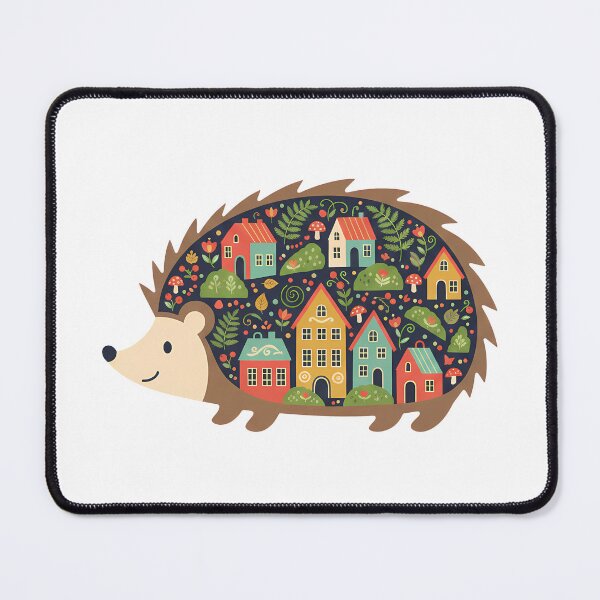 Item preview, Hedgehog Silhouette with Visby Townscape – Scandinavian Folk Art Gift Design by heidiannemorris © designed and sold by FOLK ART FUSION by heidiannemorris.
