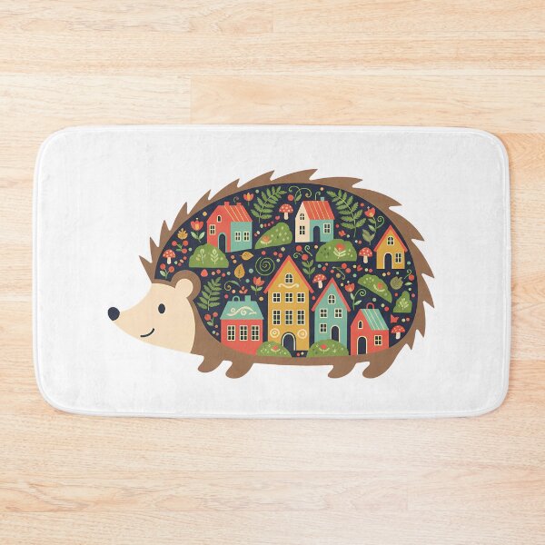 Item preview, Hedgehog Silhouette with Visby Townscape – Scandinavian Folk Art Gift Design by heidiannemorris © designed and sold by FOLK ART FUSION by heidiannemorris.