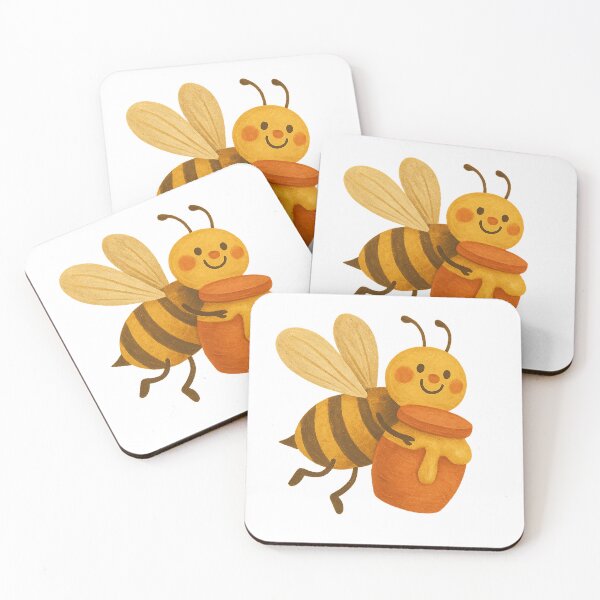 Item preview, Cute Smiling Bee Carrying Honey Jar designed and sold by chromatalove.