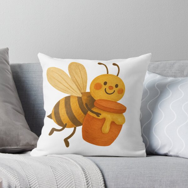 Item preview, Cute Smiling Bee Carrying Honey Jar designed and sold by chromatalove.