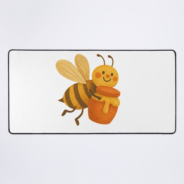 Item preview, Cute Smiling Bee Carrying Honey Jar designed and sold by chromatalove.