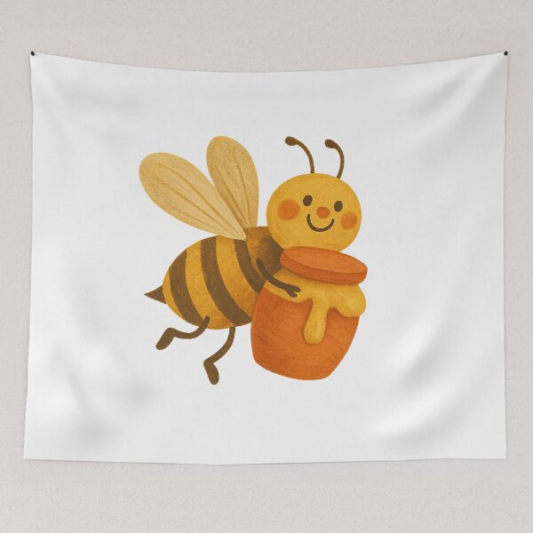 Item preview, Cute Smiling Bee Carrying Honey Jar designed and sold by chromatalove.