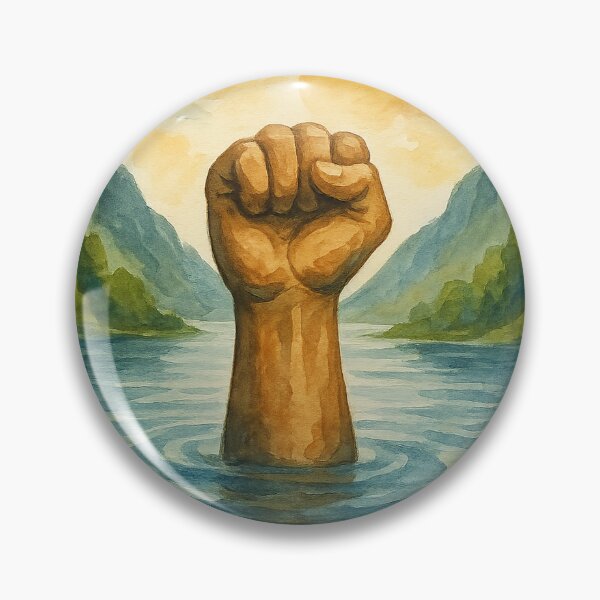 Item preview, Powerful Fist Rising from Water in Nature Scene designed and sold by chromatalove.